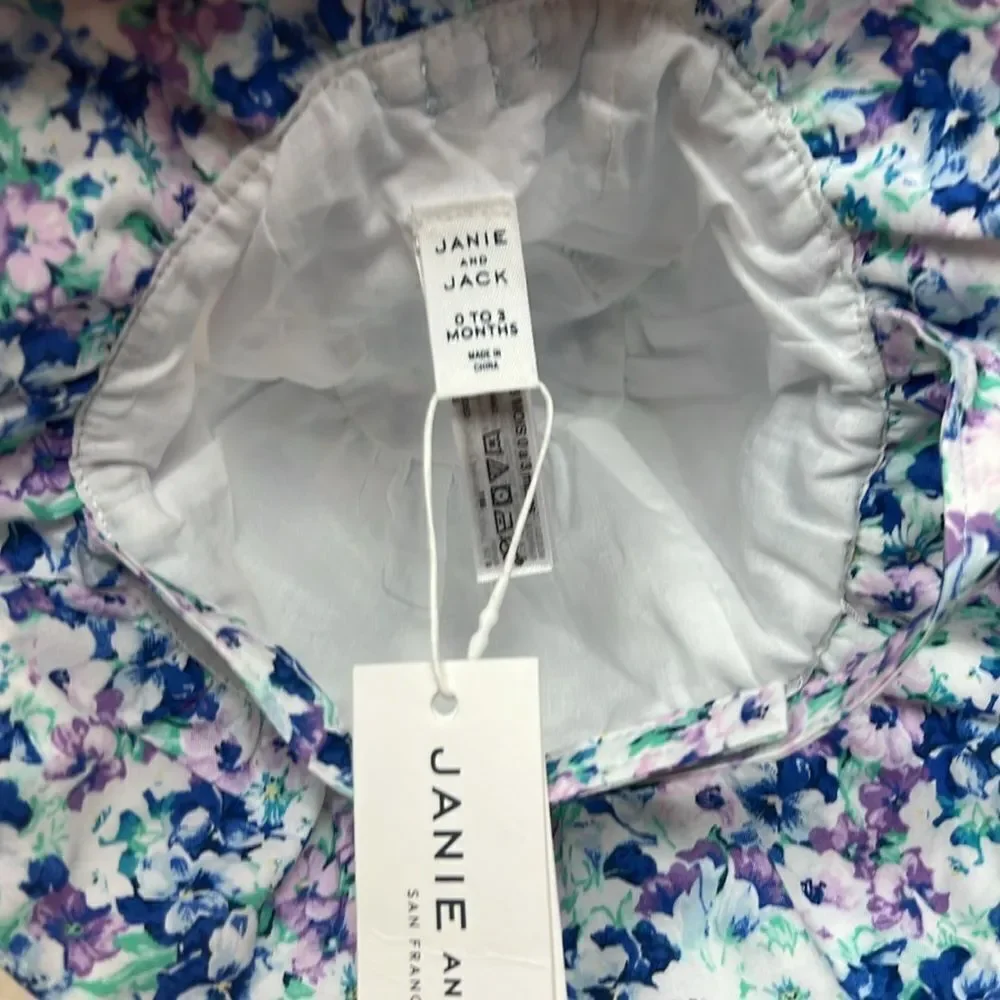 Janie and Jack 100049352 Beau Baby Floral Bow Sun Hat size 0-3 m